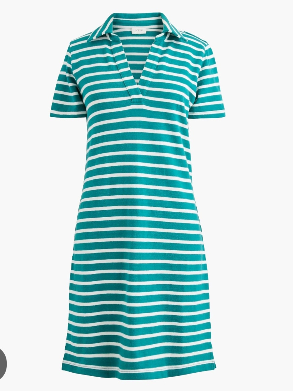 J. Crew Teal & White Striped Knit Polo Mini Dress
